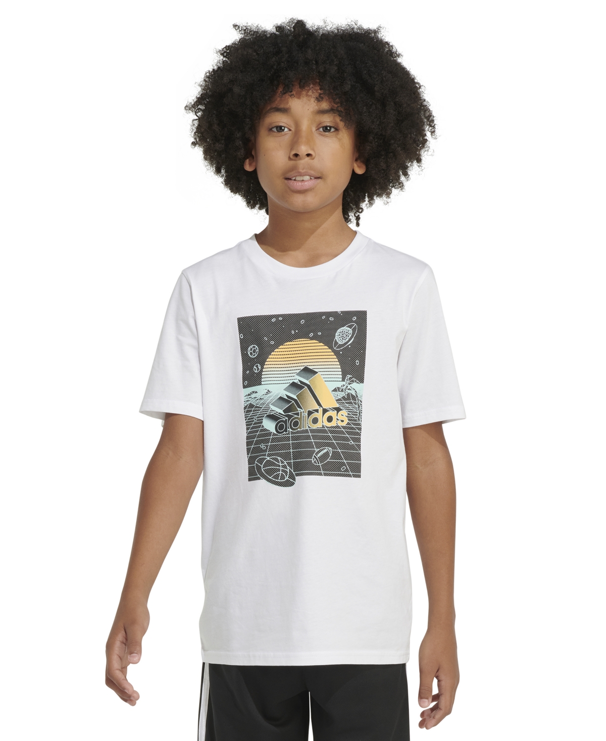 Shop Adidas Originals Big Boys Short Sleeve Digital Horizon T-shirt In White