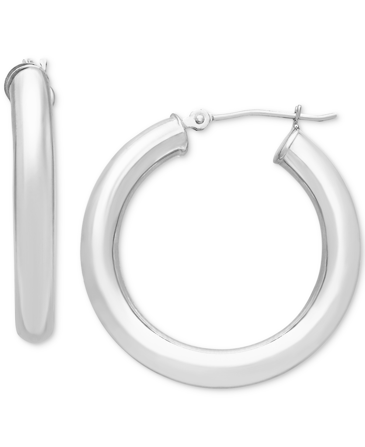 Macy's Polished Tube Hoop Earrings (40mm) In 14k Yellow Gold Or 14k White Gold In White Gold