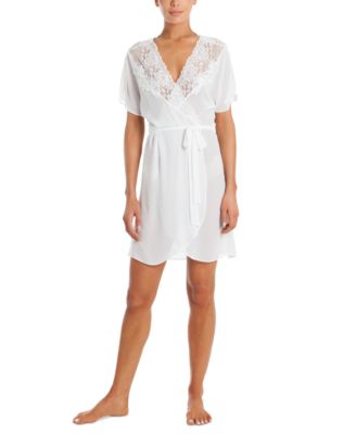Linea Donatella - Women's Lace-Trim Satin Wrap Robe