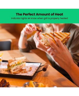 Electric Panini Press & Grill w/ Non Stick Plates, Opens Flat