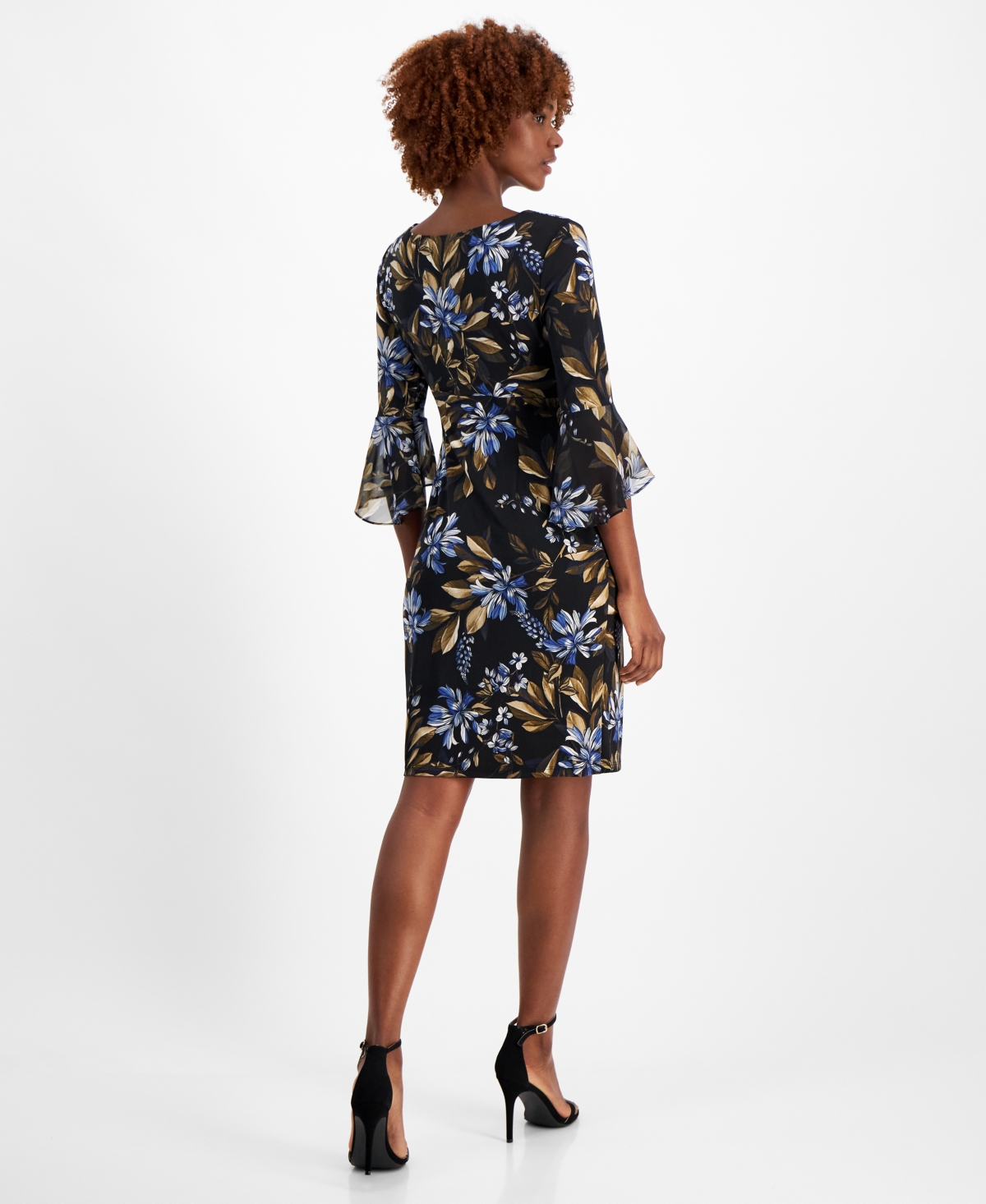 Connected Petite Printed Side Tab Sheath Dress -blue