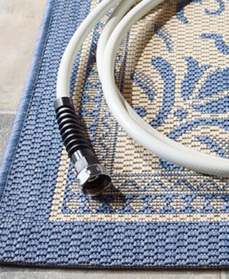 Courtyard CY0901 Natural and Blue 8' x 11' Outdoor Area Rug