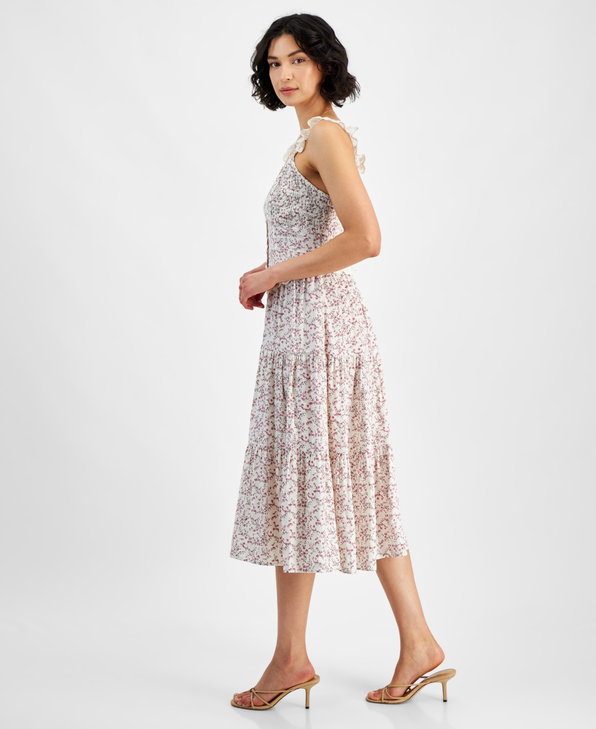 And Now This Women's Floral Tiered Lace-Trim Midi Dress, Created for Macy's