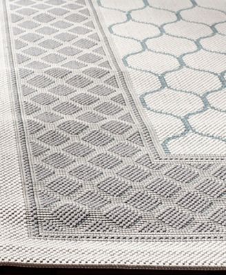 Courtyard CY7933 Light Gray and Anthracite 5'3" x 7'7" Sisal Weave Outdoor Area Rug