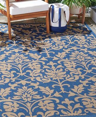Courtyard CY3416 Blue and Natural 5'3" x 7'7" Outdoor Area Rug