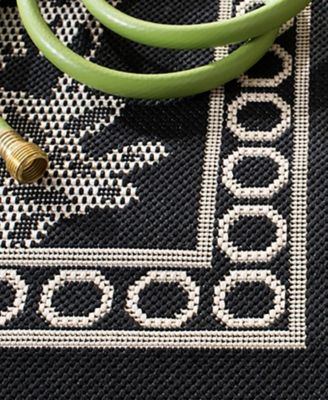 Courtyard CY3305 Black and Sand 8' x 11' Sisal Weave Outdoor Area Rug