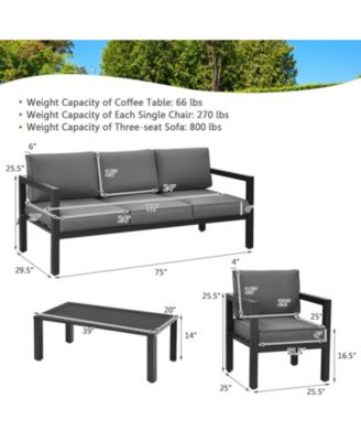 4 Pieces Set Outdoor Furniture Set for Backyard and Poolside