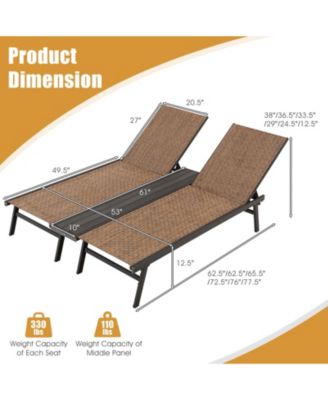 2-Person Patio Chaise Lounge with Middle Panel