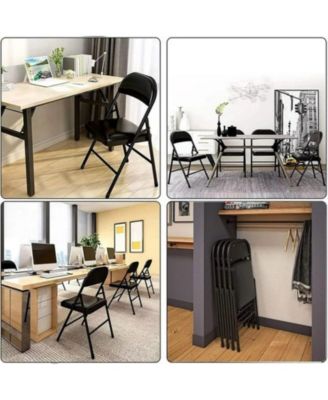 Outdoor/Indoor Black Vinyl Padded Folding Dining Chair (Set of 4)