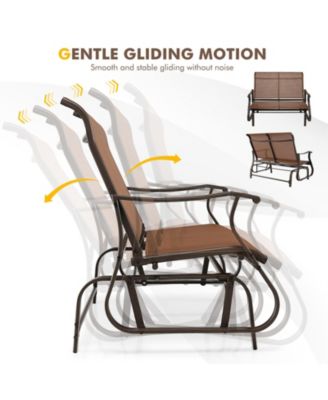 2-Person Patio Glider Bench with High Back and Curved Armrests