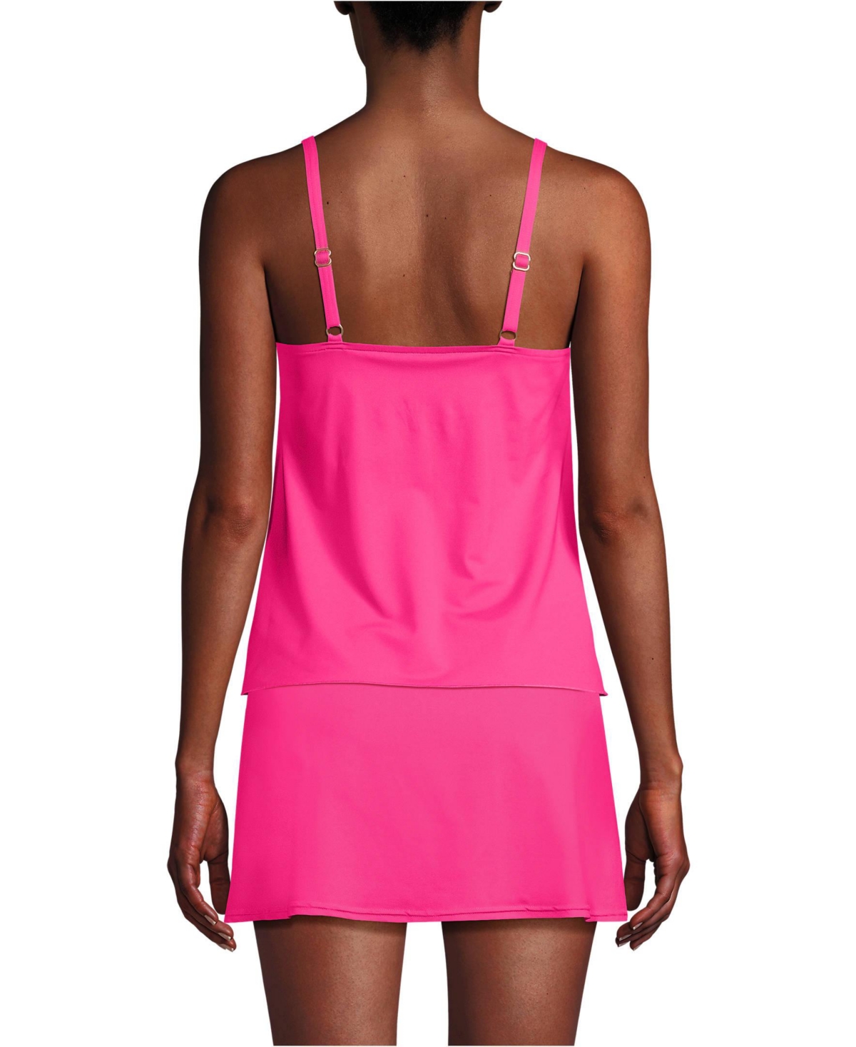 Lands' End Women's Long Torso Tulip Hem Tankini Top