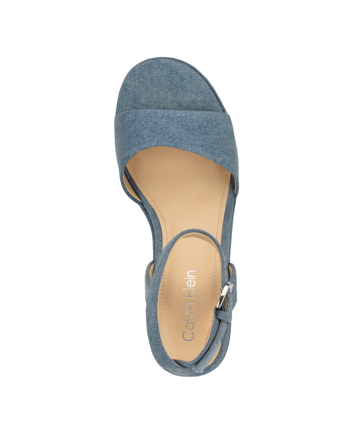 Calvin Klein Women's Summer Wedge Sandals - Blue Denim - Textile, Manmade with Texti