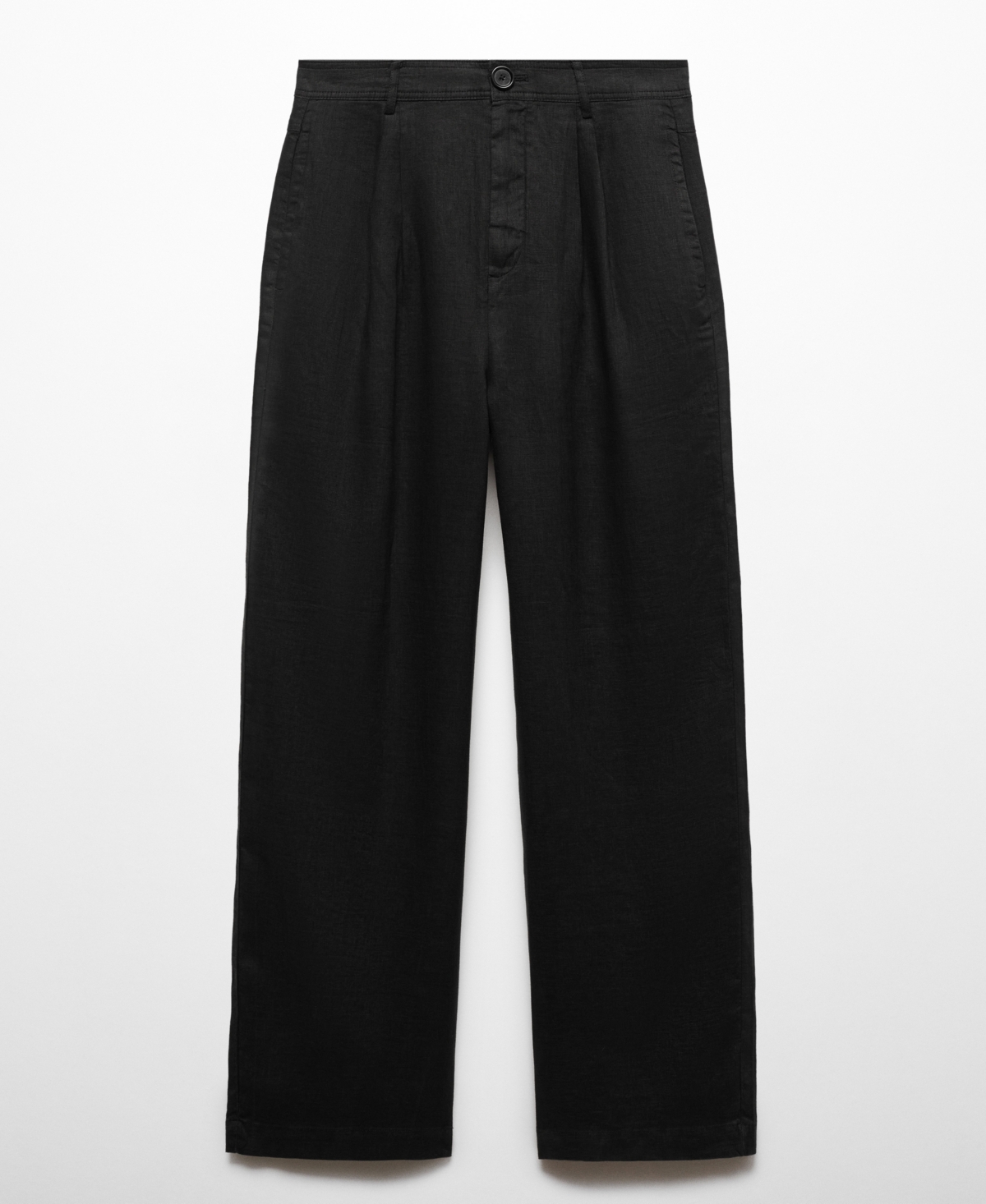 Shop Mango Women's 100% Linen Wideleg Pants In Black