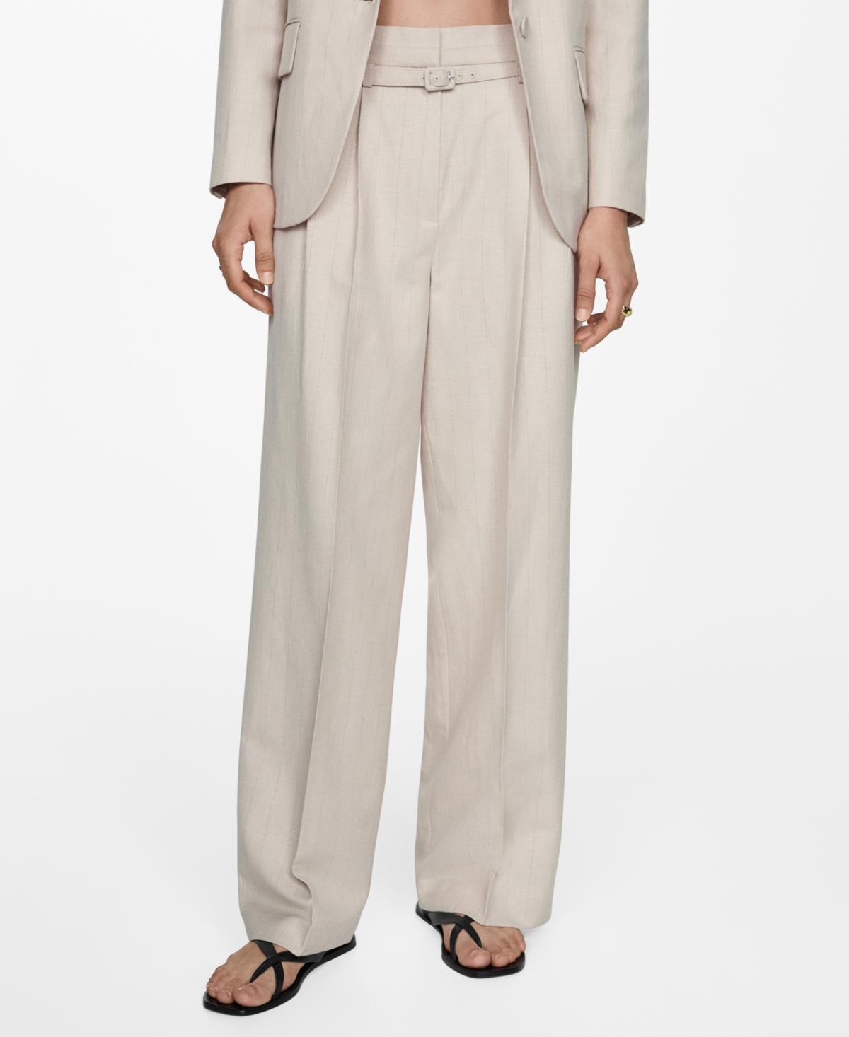 Shop Mango Women's Belt Clips Detail Suit Pants In Light Beige