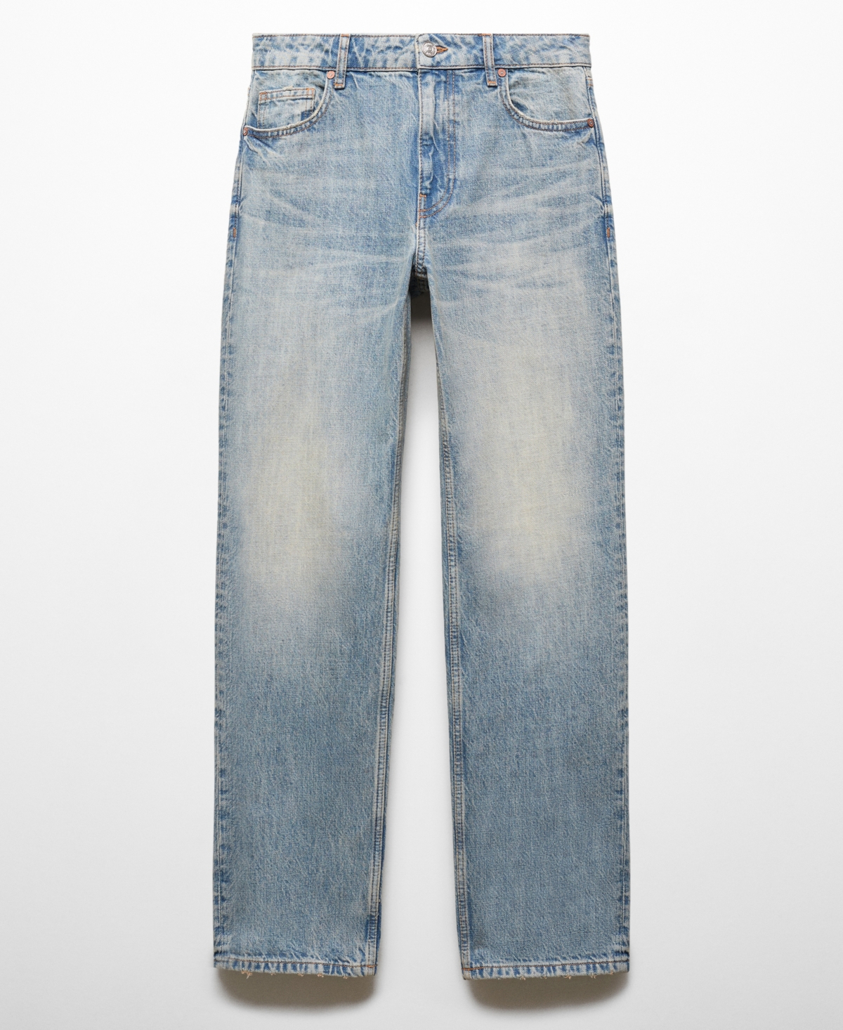 Shop Mango Women's Straight Low-waist Jeans In Open Blue