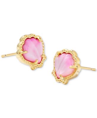 14k Gold-Plated Stone Shell Stud Earrings