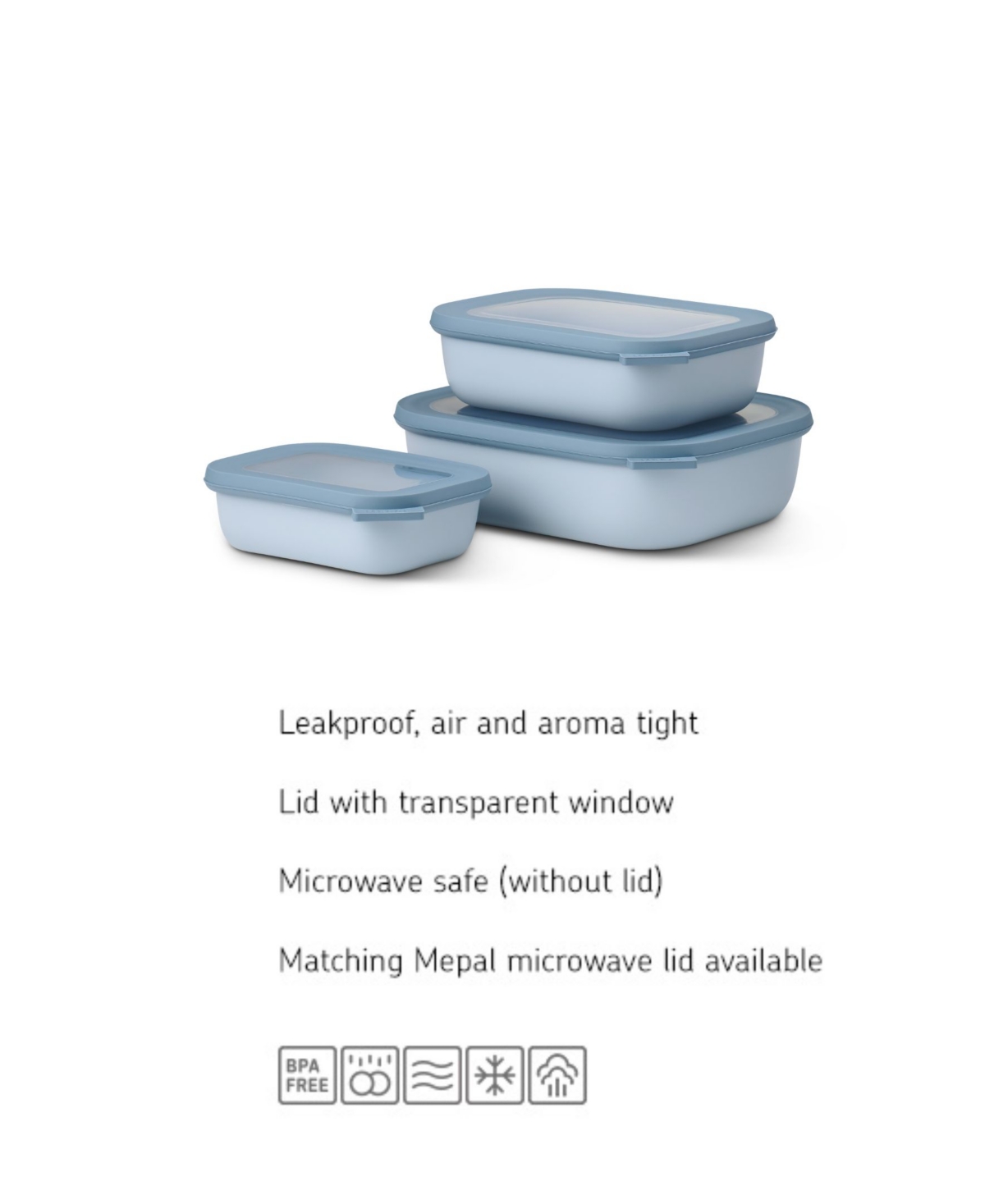 Mepal Cirqula 3pc. Rectangular Shallow Multi Bowl Set In Blue