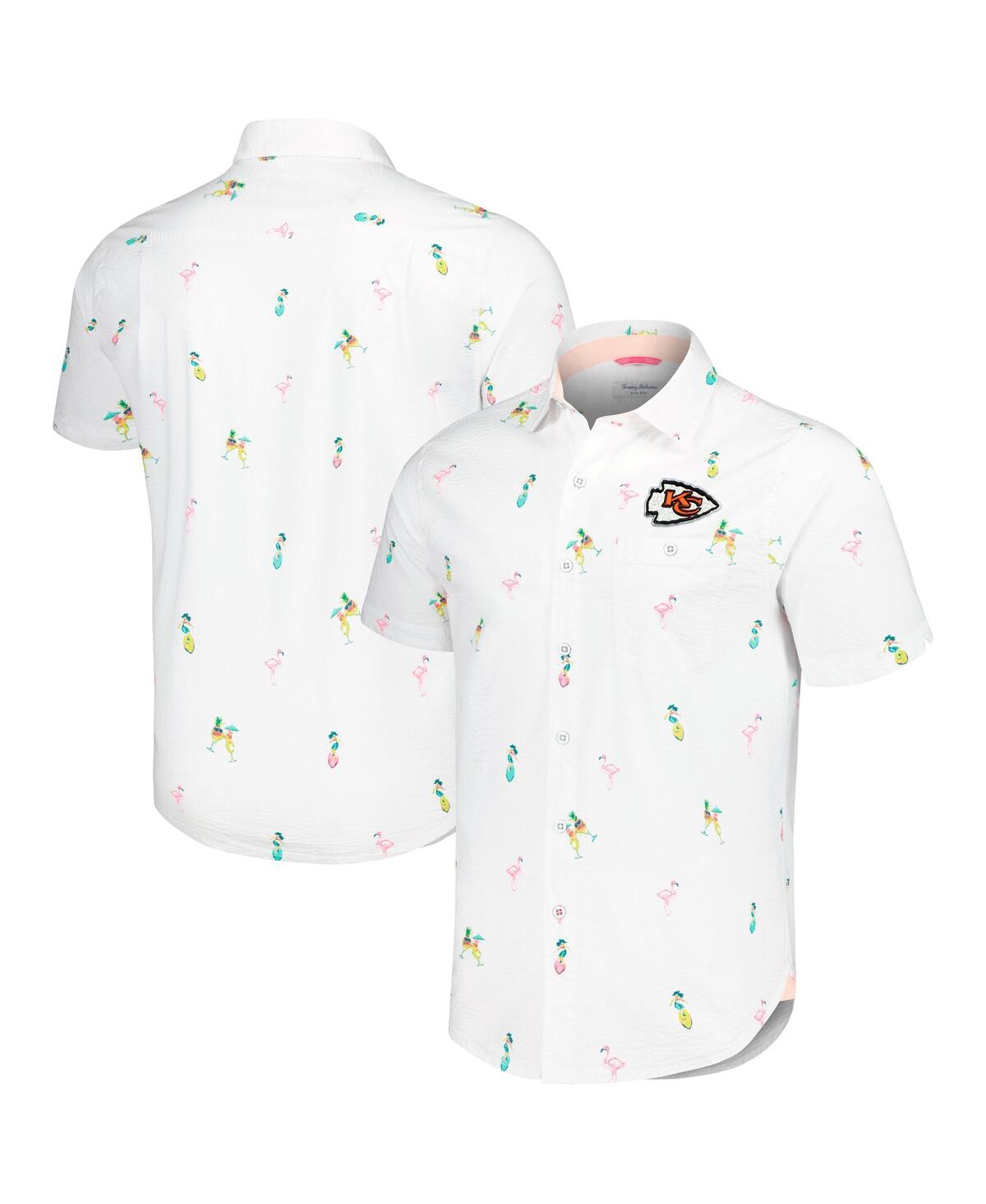 Men's White Kansas City Chiefs Nova Wave Flocktail Button-Up Shirt - White