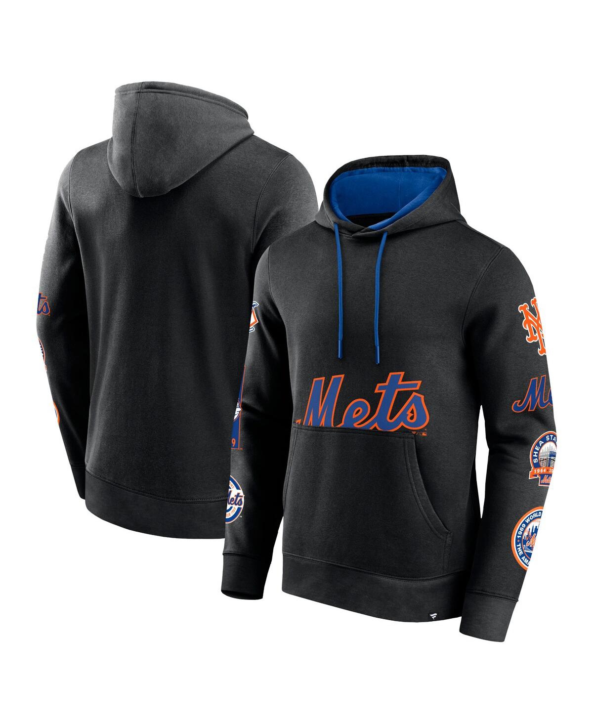Shop Fanatics Branded Men's Black New York Mets Wild Winner Pullover Hoodie In Blk,d.royl