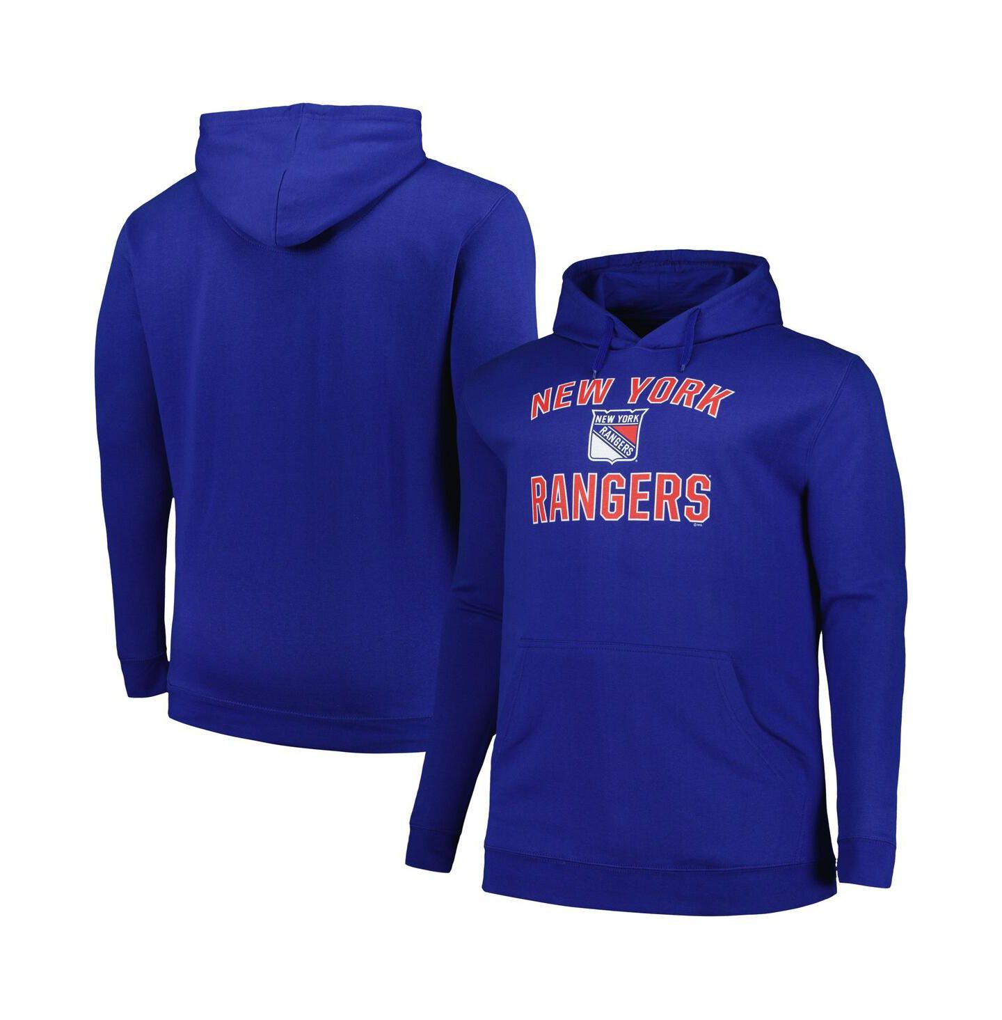 Мужское худи Profile Blue New York Rangers Big & Tall Arch Over Logo Pullover — фото 1