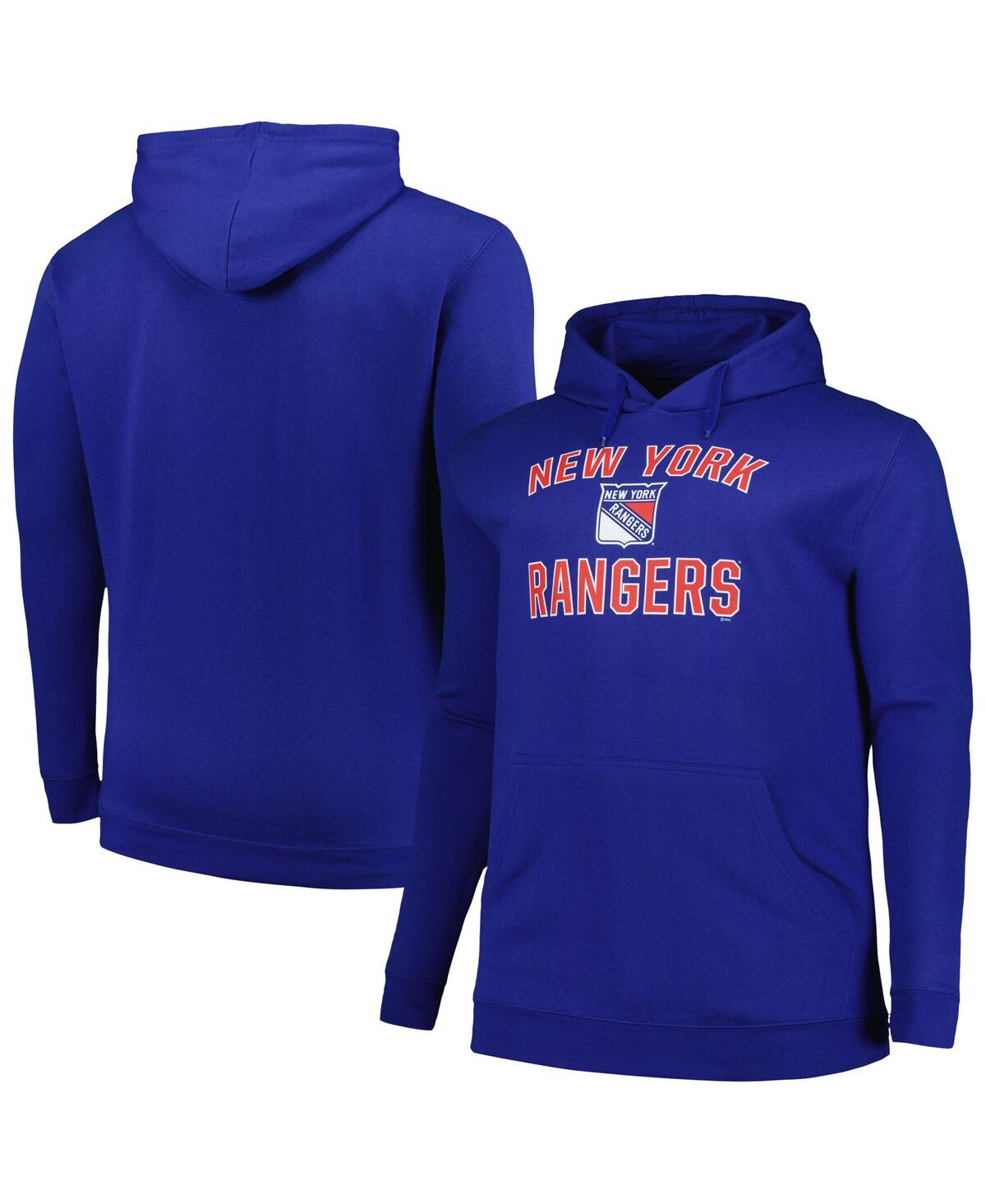 Men's Blue New York Rangers Big Tall Arch Over Logo Pullover Hoodie - Blue