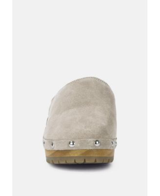 CEDRUS Womens Fine Suede Studded Mules