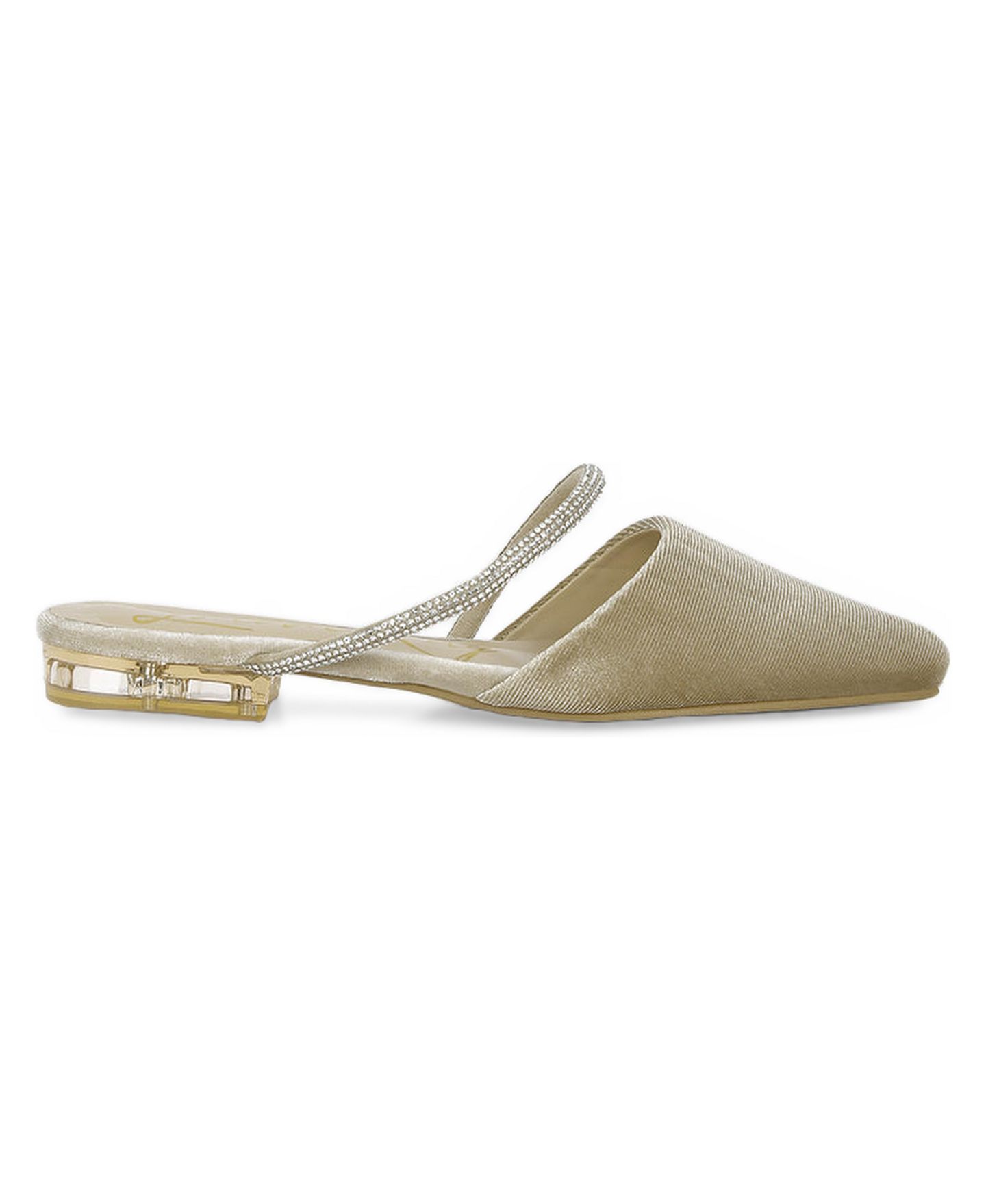 Женские сабо London Rag Turnon Velvet Diamante Detail Flat Mules, цвет: Бежевый / Хаки — фото 3