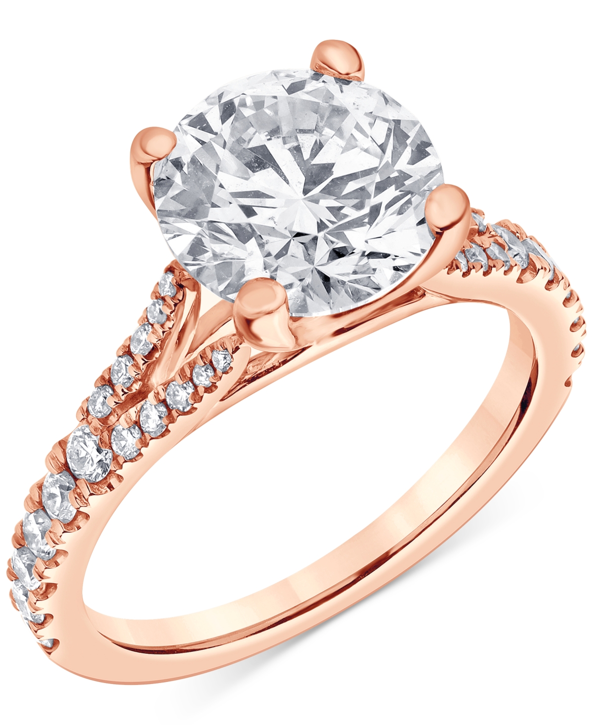 Shop Badgley Mischka Certified Lab Grown Diamond Split Shank Engagement Ring (3-3/8 Ct. T.w.) In 14k Gold In Rose Gold