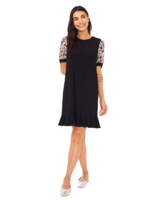 Contemporary Sheer Puffed Sleeve Party Dress Contemporary Sheer Puffed Sleeve Party Dress