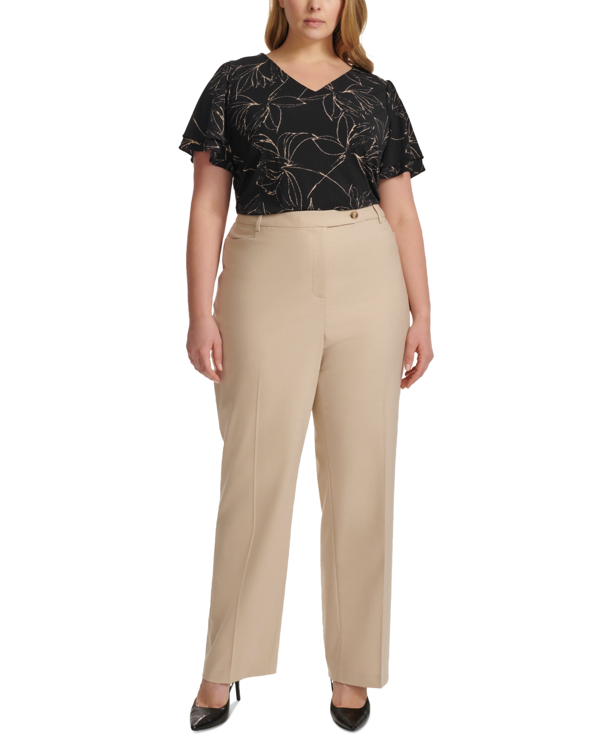 Calvin Klein Plus Size High-Rise Modern-Fit Pants