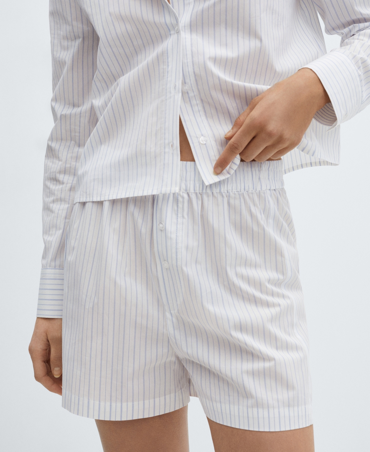 Shop Mango Women's Two-piece Striped Cotton Pajamas In Light Pastel