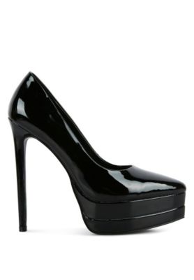 Womens Cuddles Patent Faux Leather Platform Stiletto Pumps