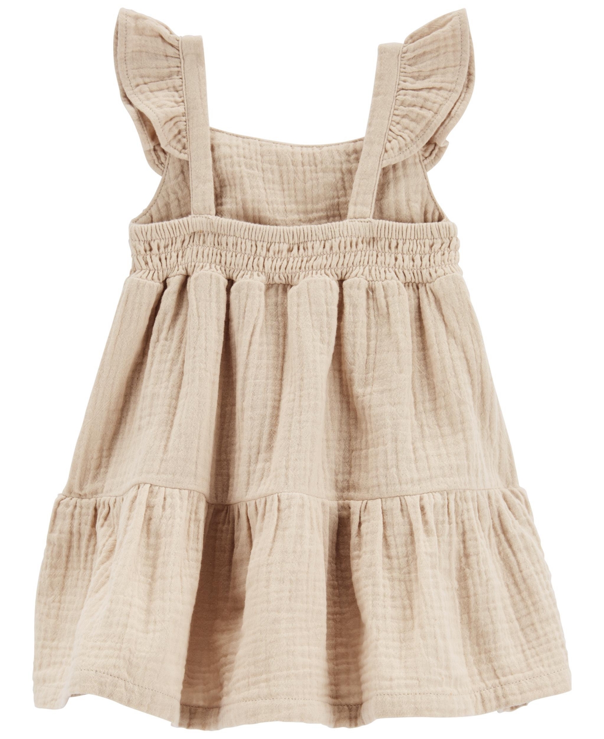 Shop Carter's Baby Girls Lace Tiered Flutter Dress In Tan