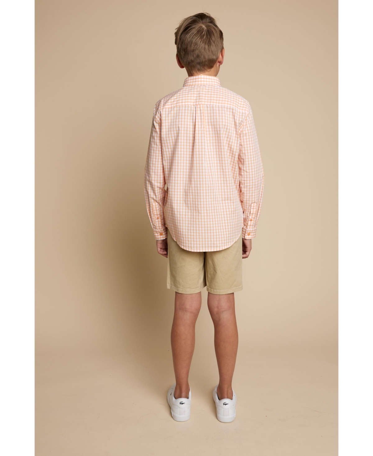 B by Brooks Brothers Big Boys Gingham Woven Long Sleeve Poplin Shirt