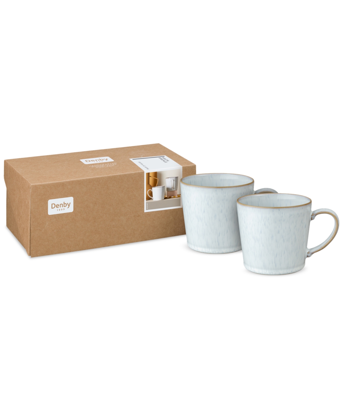DenbySpeckle Collection Stoneware Mugs, Set of 2 - White