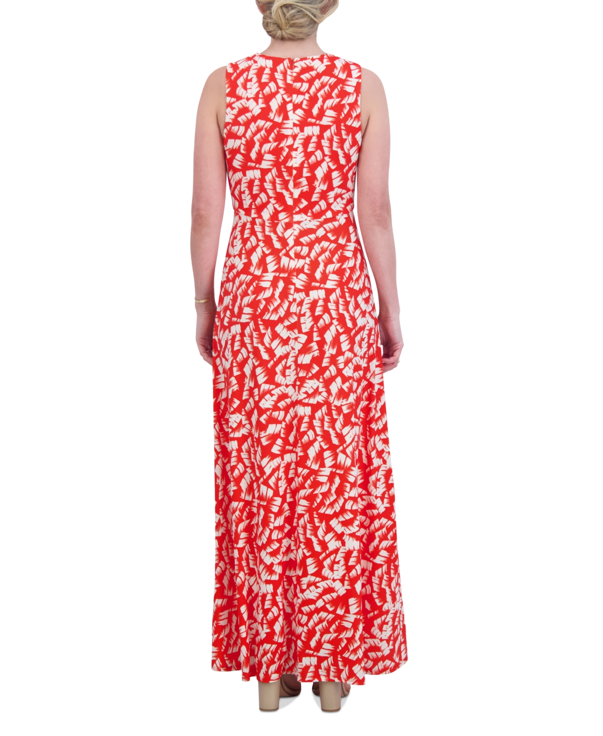 Shop Jessica Howard Women's Printed Ruched Maxi Dress In Red Cream