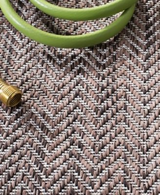 Courtyard CY8022 Brown and Beige 5'3" x 7'7" Sisal Weave Outdoor Area Rug