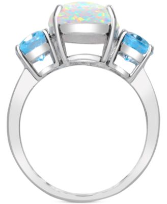 Lab Grown Opal & Sky Blue Topaz (2 ct. t.w.) Ring in Sterling Silver
