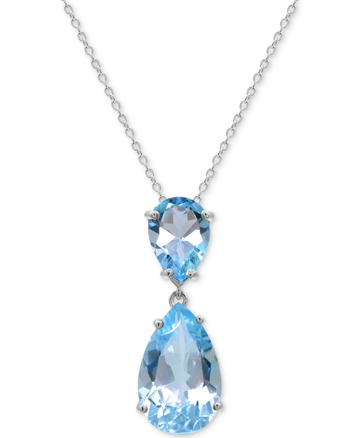 MACY'S SKY BLUE TOPAZ (6-1/2 CT. T.W.) & SWISS BLUE TOPAZ (2-1/5 CT. T.W.) DOUBLE PEAR 18" PENDANT NECKLACE 