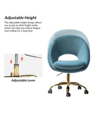 Modern Velvet Office Chair with Adjustable Swivel for Study Vanity