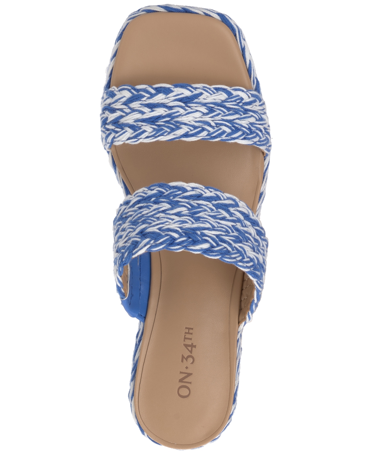 On 34th Women's Norina Woven Two Band Wedge Sandals, Created for Macy's -White Raffia