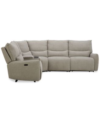 Olper 5-Pc. Fabric Zero Wall Sectional Sofa with Three Power Motion Pieces & Console, Created for Macy's