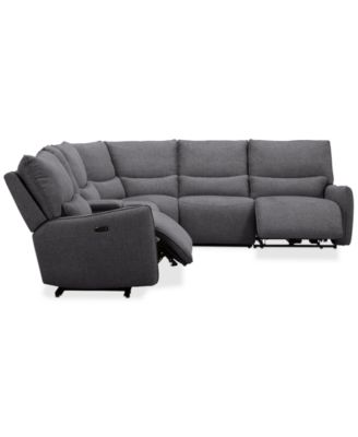 Olper 6-Pc. Fabric Zero Wall Sectional Sofa with Two Power Motion Pieces & Console