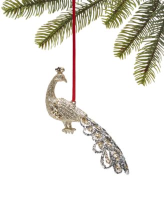 Holiday Lane - Jeweled Elegance Glittered Peacock Ornament