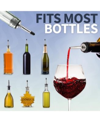 Stainless Steel Liquor Pourers with Rubber Dust Caps - 6 Pack