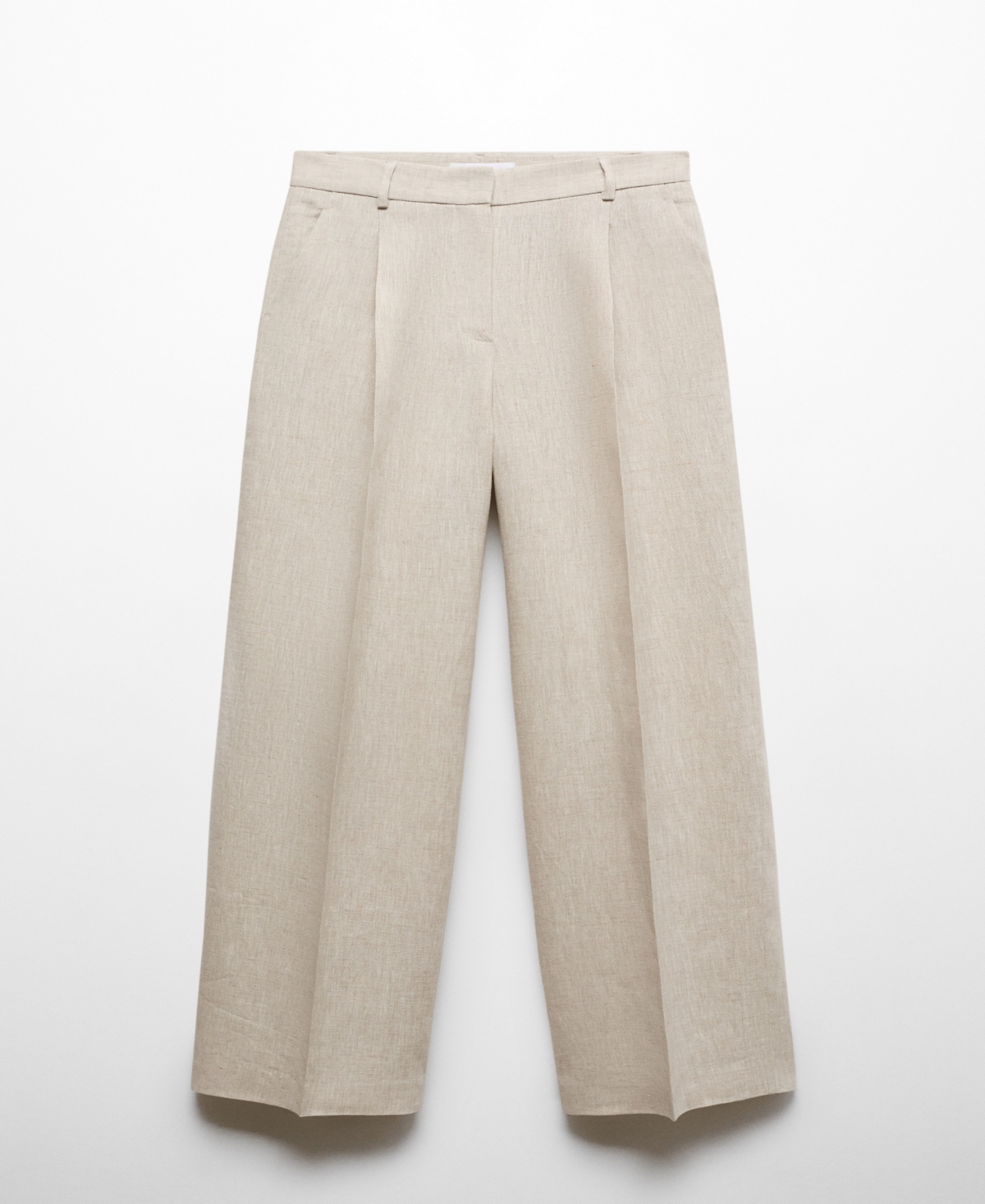 Shop Mango Women's Straight Linen-blend Pants In Gray Pastel