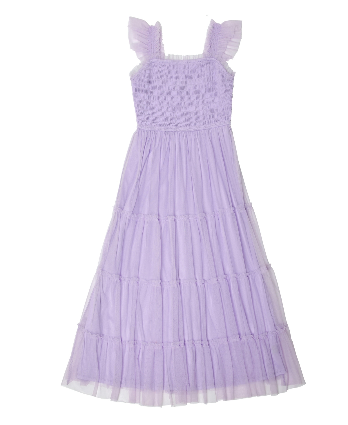 Shop Trixxi Big Girls Flutter Sleeve Mesh Midi Dress In Purple