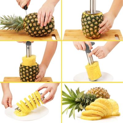 Heavy Duty 2pc Pineapple Corer & Slicer Set – Includes Eye Removal Tool with Reinforced Blade