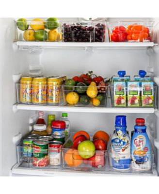 4 Pack Extra Large Clear Fridge Organizers and Storage