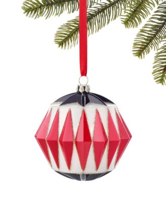 Holiday Lane - Royal Holiday Red Diamond Pattern Ball Ornament